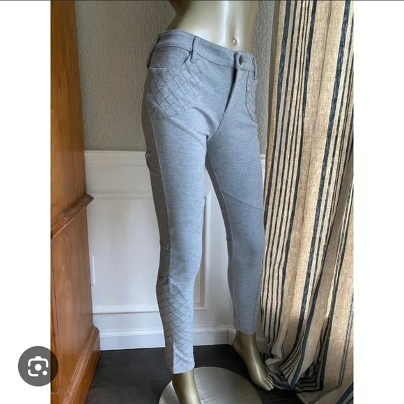 Free People Gray Quilted Stretch Pants Size 4 - Picture 6 of 7